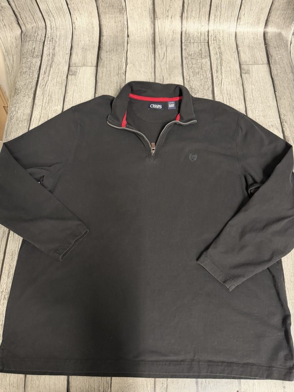Men’s Chaps Quarter Zip Pullover Shirt Black Sz 3XB Long Sleeve